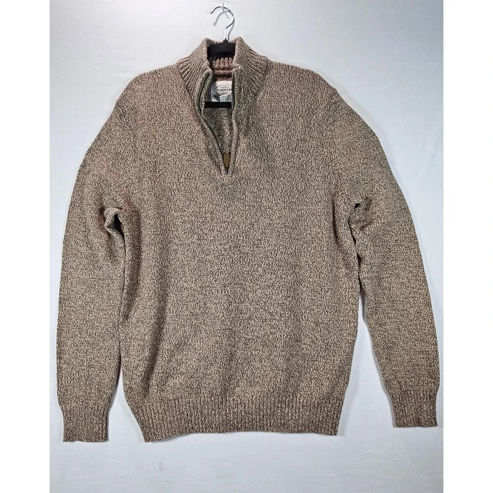 St. John's Bay men's 1/4 zip pullover sweater, brown, long sleeves, mock‎ neck